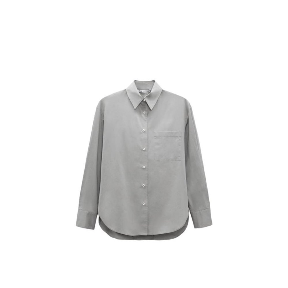 ZARA OVERSIZED POPLIN SHIRT GRAY SIZE XL | 2246/313